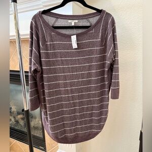 Maurices Purple Striped Crew Neck Sweater